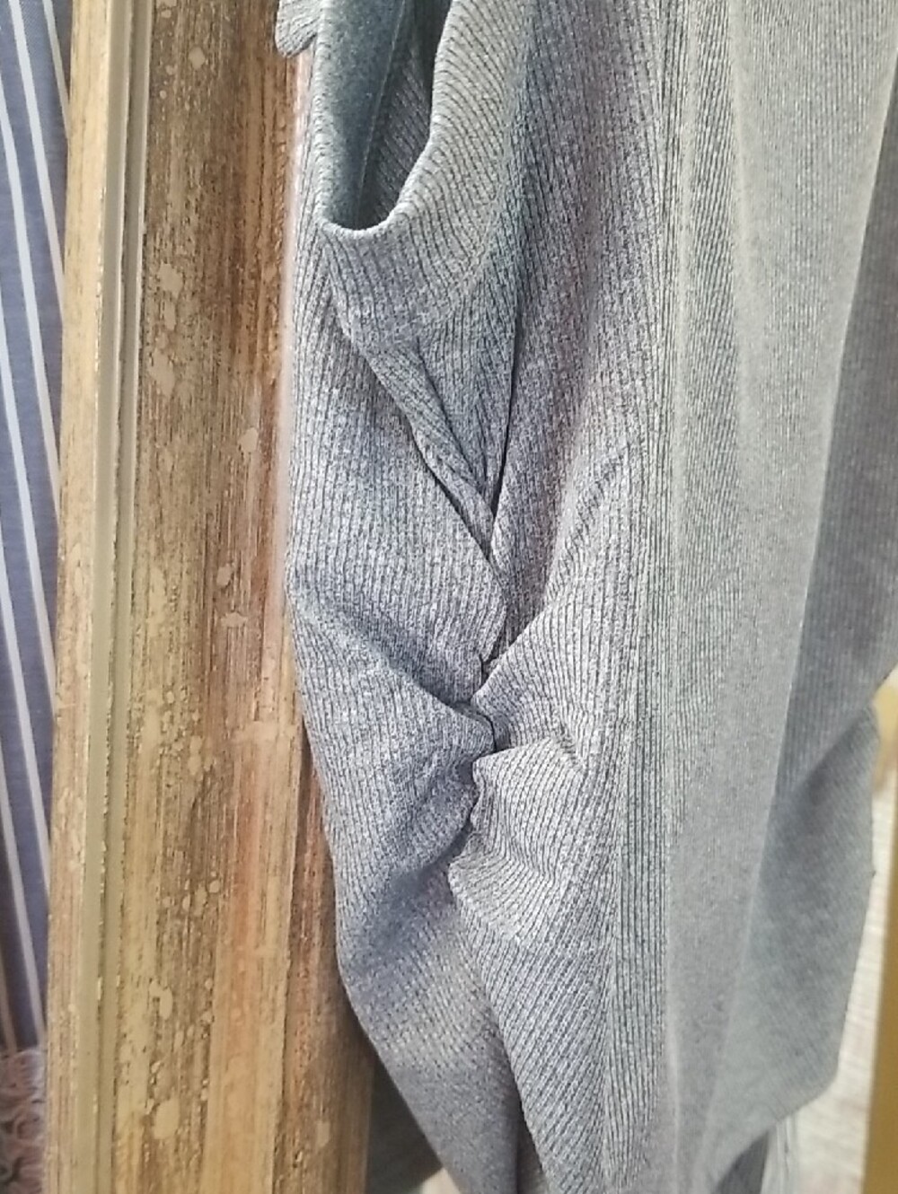 Gray Ribbed Square-Neck Women's Tank Top - Picture 2 of 5